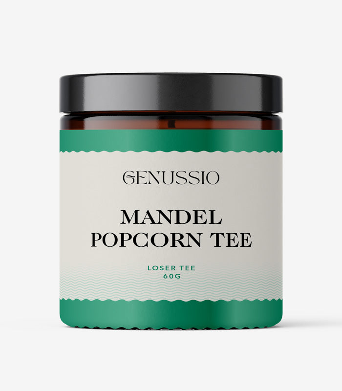 Mandel Popcorn Tee loser Tee Glas 60g Genussio