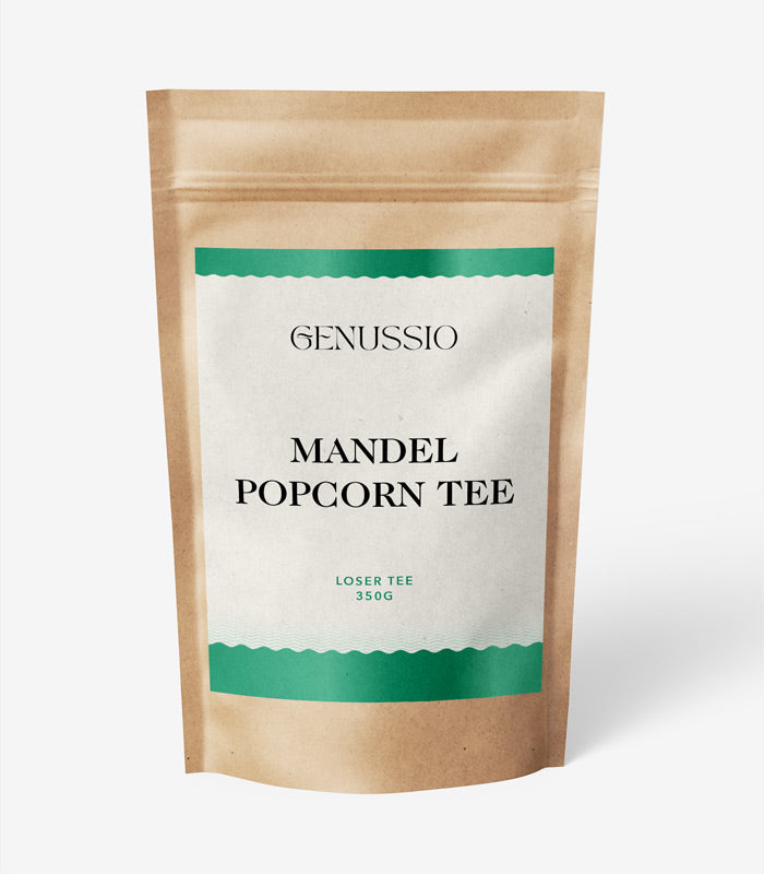 Mandel Popcorn Tee loser Tee Nachfuellbeutel 350g Genussio